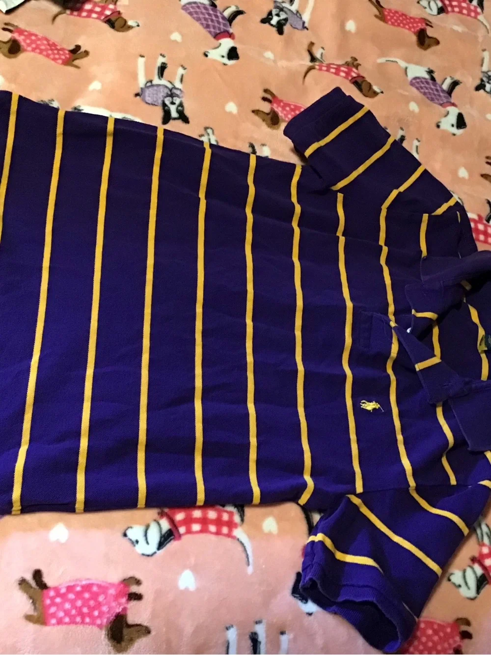 Ralph Lauren Purple Polo with Yellow Stripes - Kids